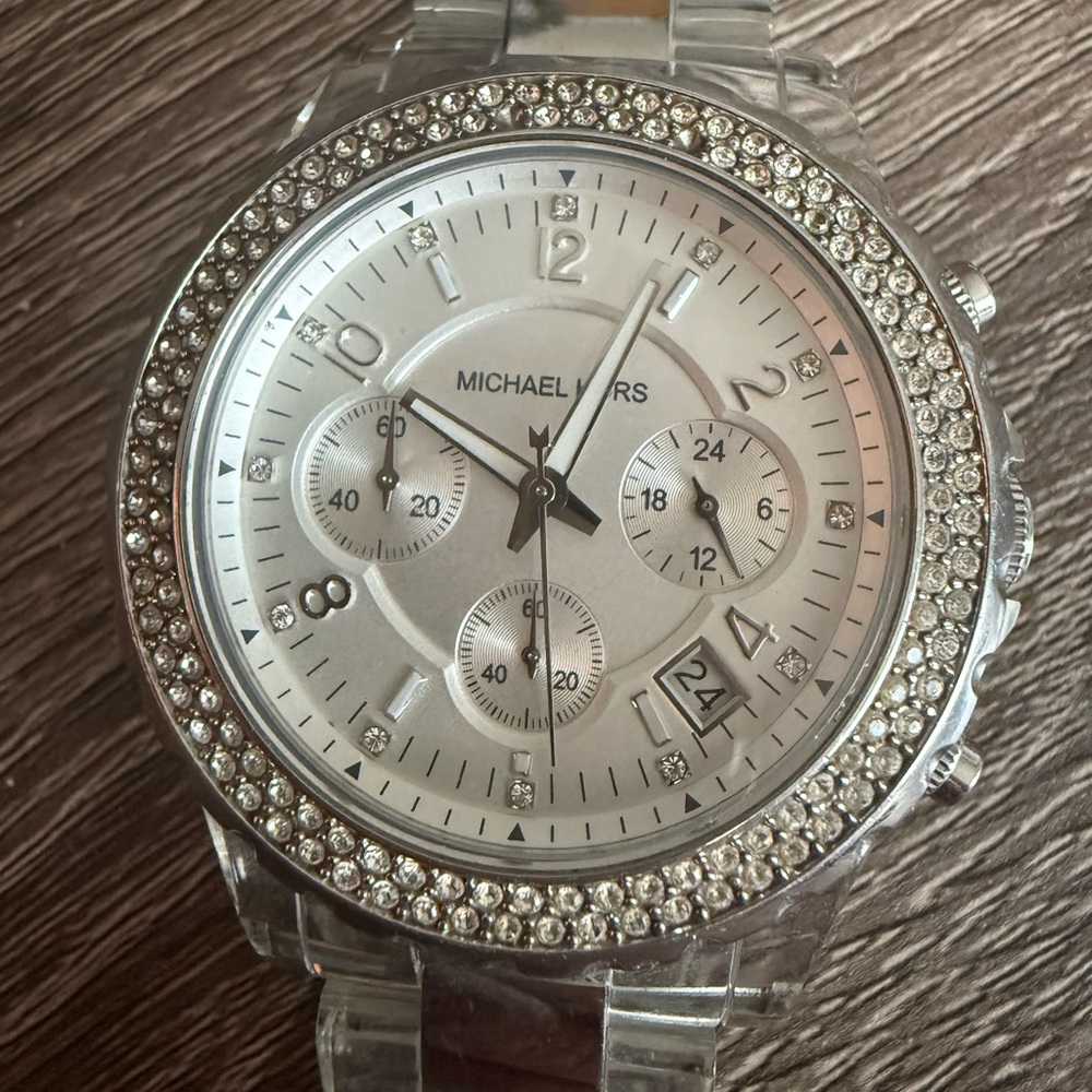 Michael Kors Silver Crystal-Embellished Women's Watch